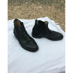 Boots en cuir noir sans lacets*Fouganza Sale