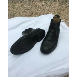 Boots en cuir noir sans lacets*Fouganza Sale