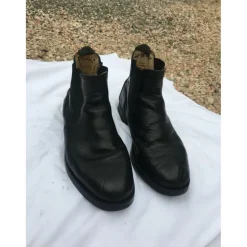 Boots en cuir noir sans lacets*Fouganza Sale