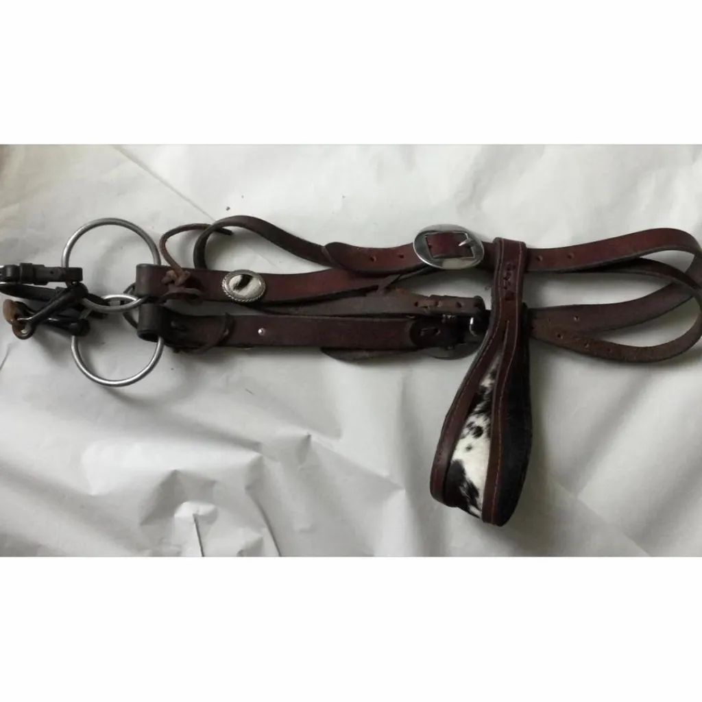Bridon artisanale western avec peau de vache COBB*- Marque inconnue - Outlet