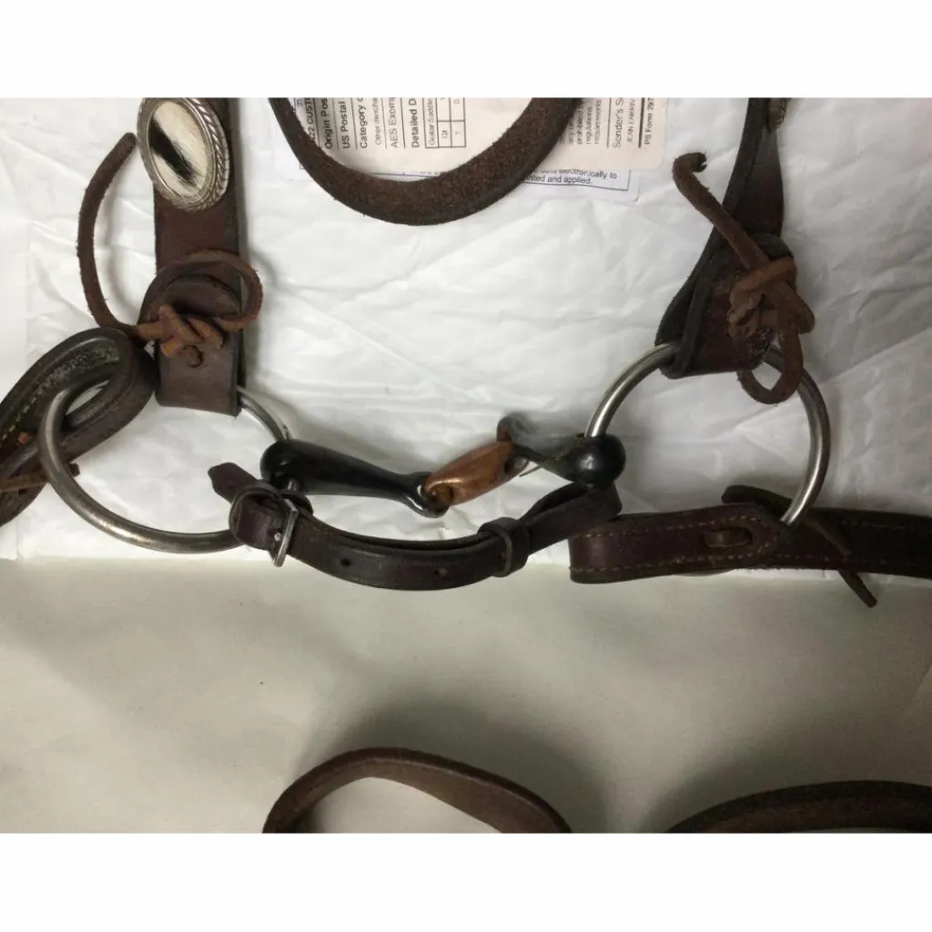 Bridon artisanale western avec peau de vache COBB*- Marque inconnue - Outlet