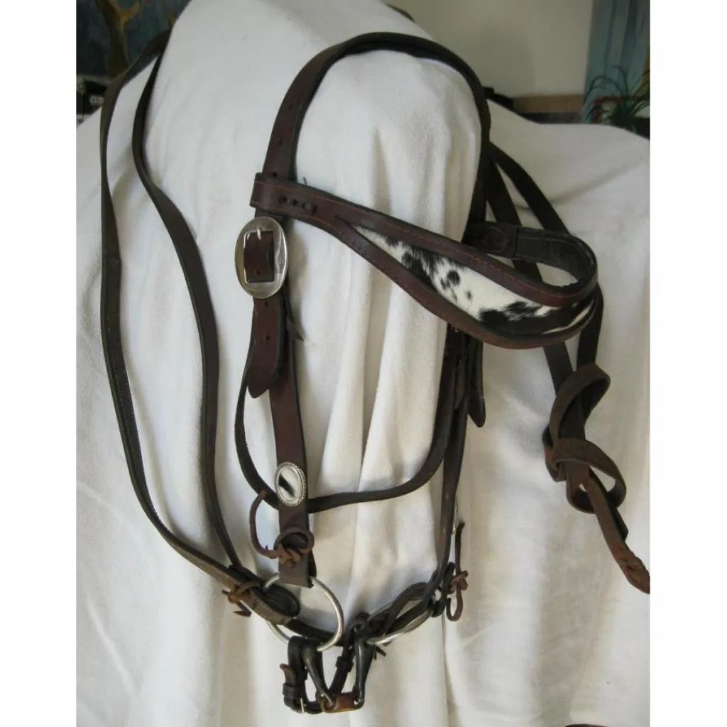 Bridon artisanale western avec peau de vache COBB*- Marque inconnue - Outlet