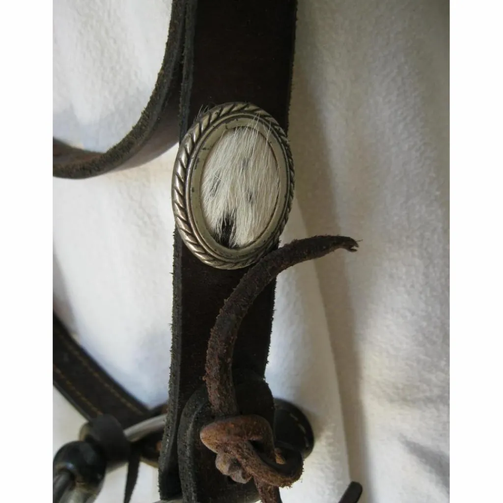 Bridon artisanale western avec peau de vache COBB*- Marque inconnue - Outlet