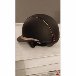 Casque d'équitation Miss Shield Shadowmatt Paint noir Crystal Fabric rose gold blason rose gold*Samshield Online