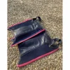 chaps cuir bleu marine et bordures rose*Fouganza Best