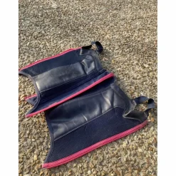 chaps cuir bleu marine et bordures rose*Fouganza Best