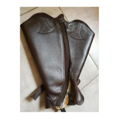 Equitheme Chaps>Chaps en cuir havane taille S