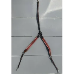 Collier de chasse poney - cuir marron/rouge*Eric Mondange Best