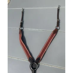Collier de chasse poney - cuir marron/rouge*Eric Mondange Best