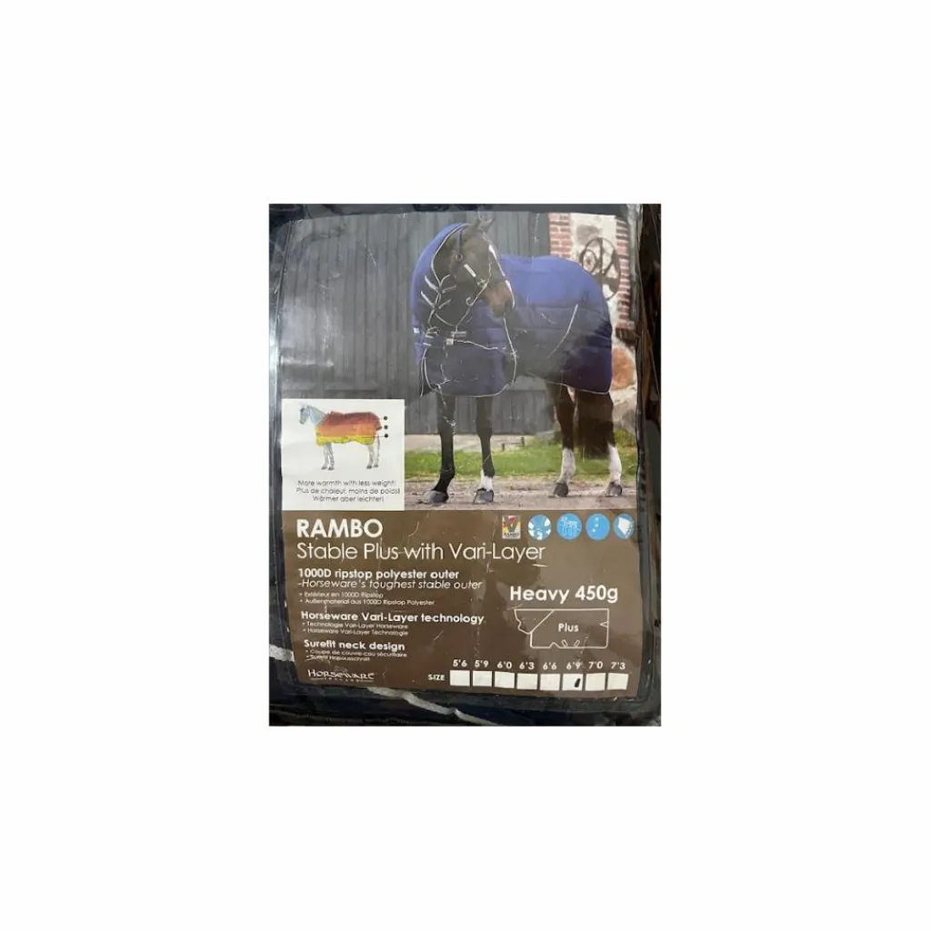 Horseware Couvertures>Couverture de box Rambo 450g Taille 6,9 avec cou