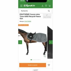 Couvre reins équitheme imperméable vert t150*Equitheme New