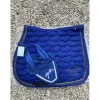 ENSEMBLE bonnet + tapis bleu roi avec liseré argent* Sale