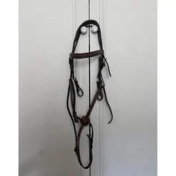 - Marque inconnue - Bridons - Filets>Filet en cuir marron à muserolle croisée