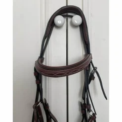 - Marque inconnue - Bridons - Filets>Filet en cuir marron à muserolle croisée