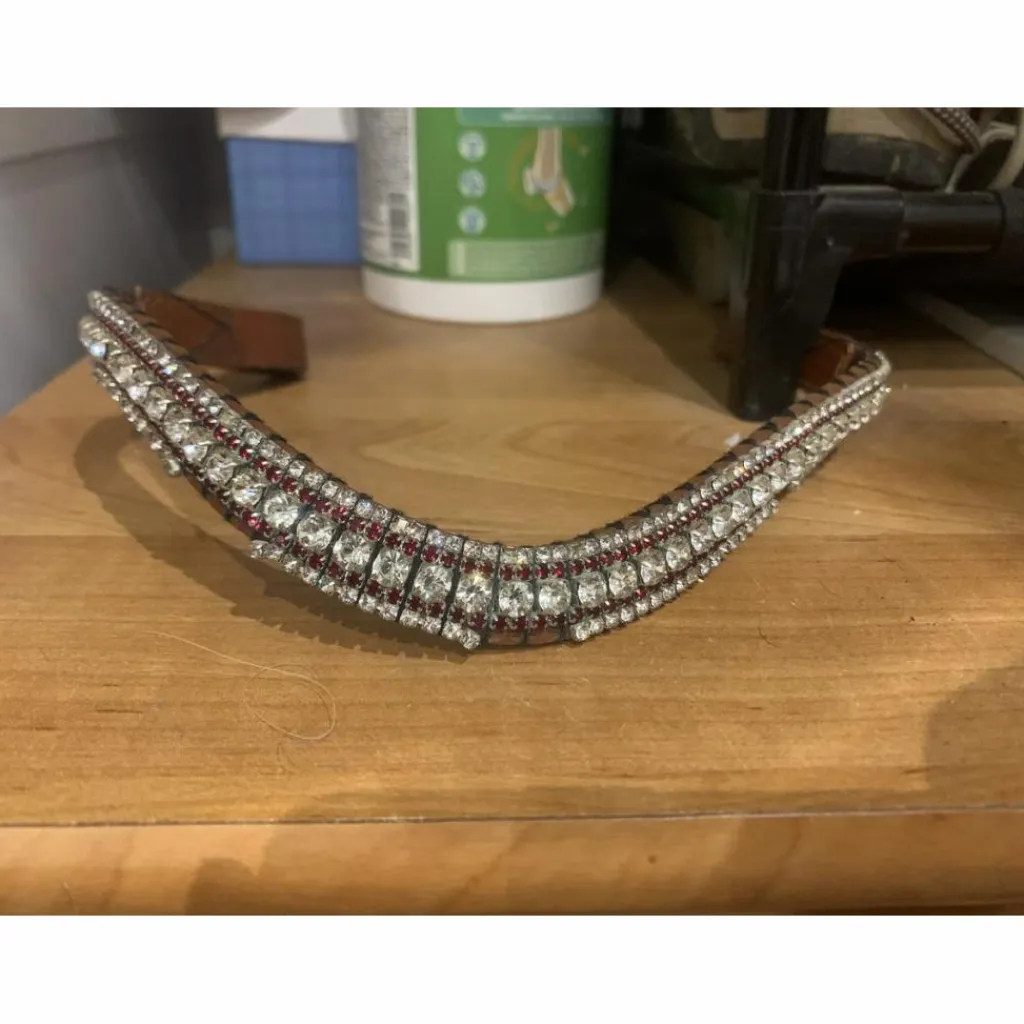 - Marque inconnue - Accessoires>Frontal Bling your Horse bordeaux et argent