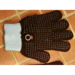Fouganza Accessoires>Gants équitation enfant TRICOT marron bleu ciel 4 - 6 ans
