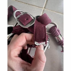 Licol poney nylon couleur prune framboise avec fil argenté*Equitheme Hot