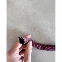 Licol poney nylon couleur prune framboise avec fil argenté*Equitheme Hot