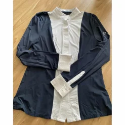 Polo manche longue bleu marine et blanc*Equitheme Discount