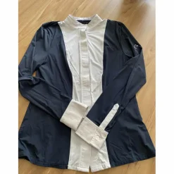 Polo manche longue bleu marine et blanc*Equitheme Discount