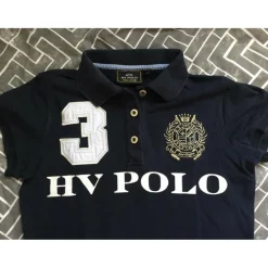 HV Polo Polos / Tshirts Équitation>Polo manches courtes bleu marine et beige