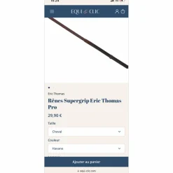 Eric Thomas Rênes>Rênes supergrip havane Éric Thomas