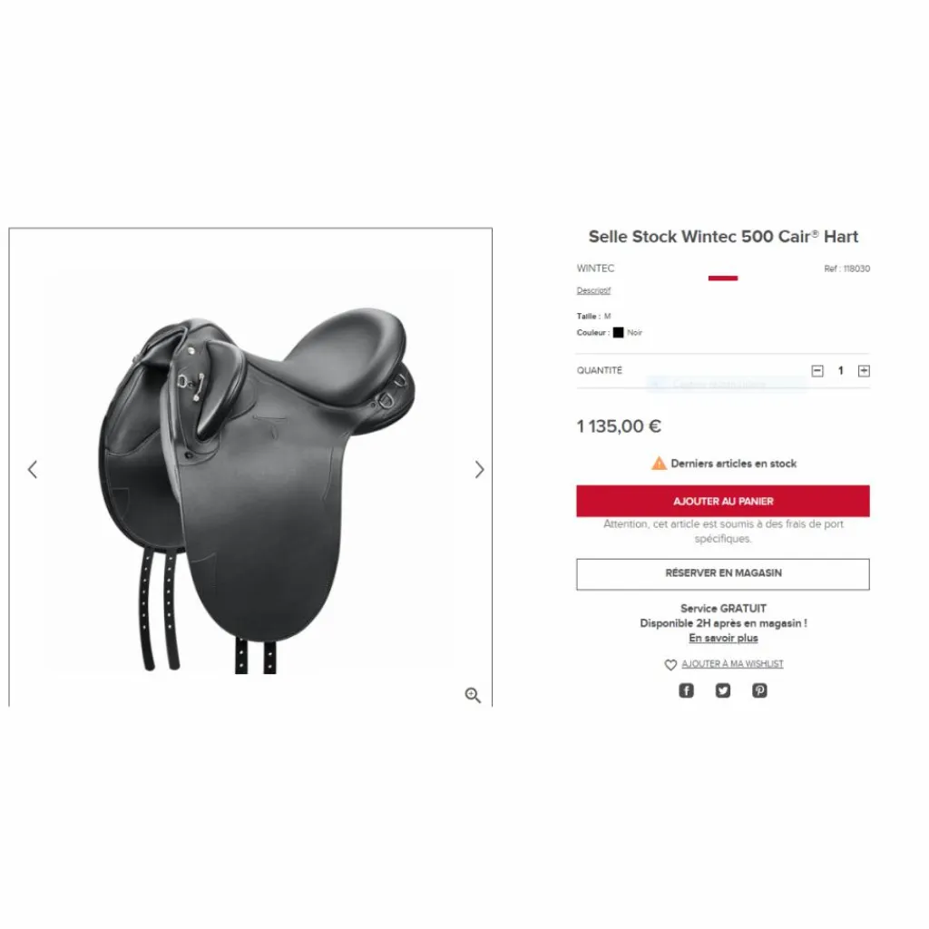 Wintec Selles De Randonnée>Selle Stock Wintenc 500 Cair Hart