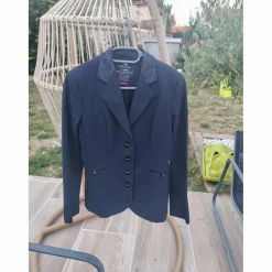 Veste de concours équiline bleu marine strass et flowers*Equiline Online