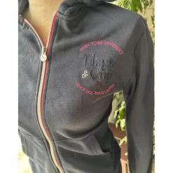 Flags and Cup Manteaux, Vestes Et Doudounes>Veste sweat zippé Flags & Cup - Bleu marine & rose - Taille S